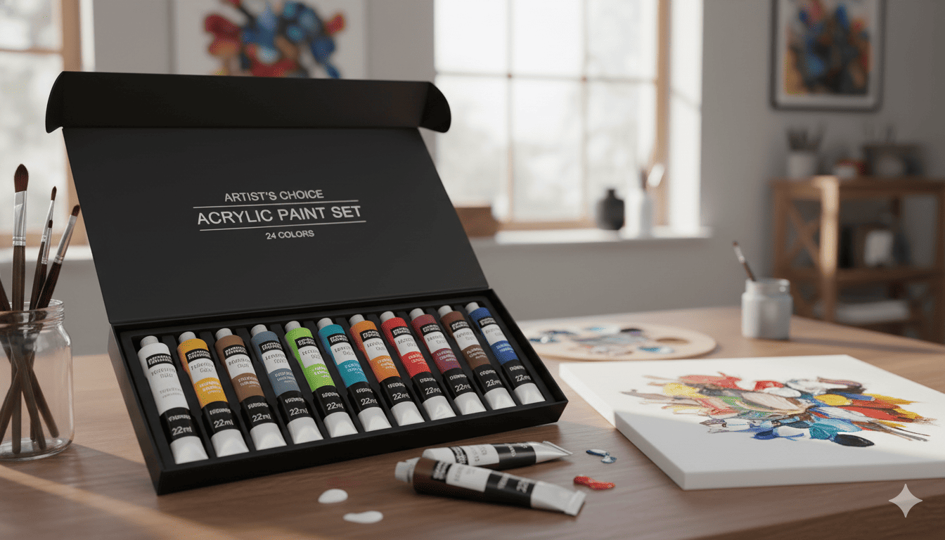 Professionelt akrylmaling sæt med 24 farver